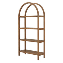 Large arched bookshelf in brown engineered wood for spacious storage