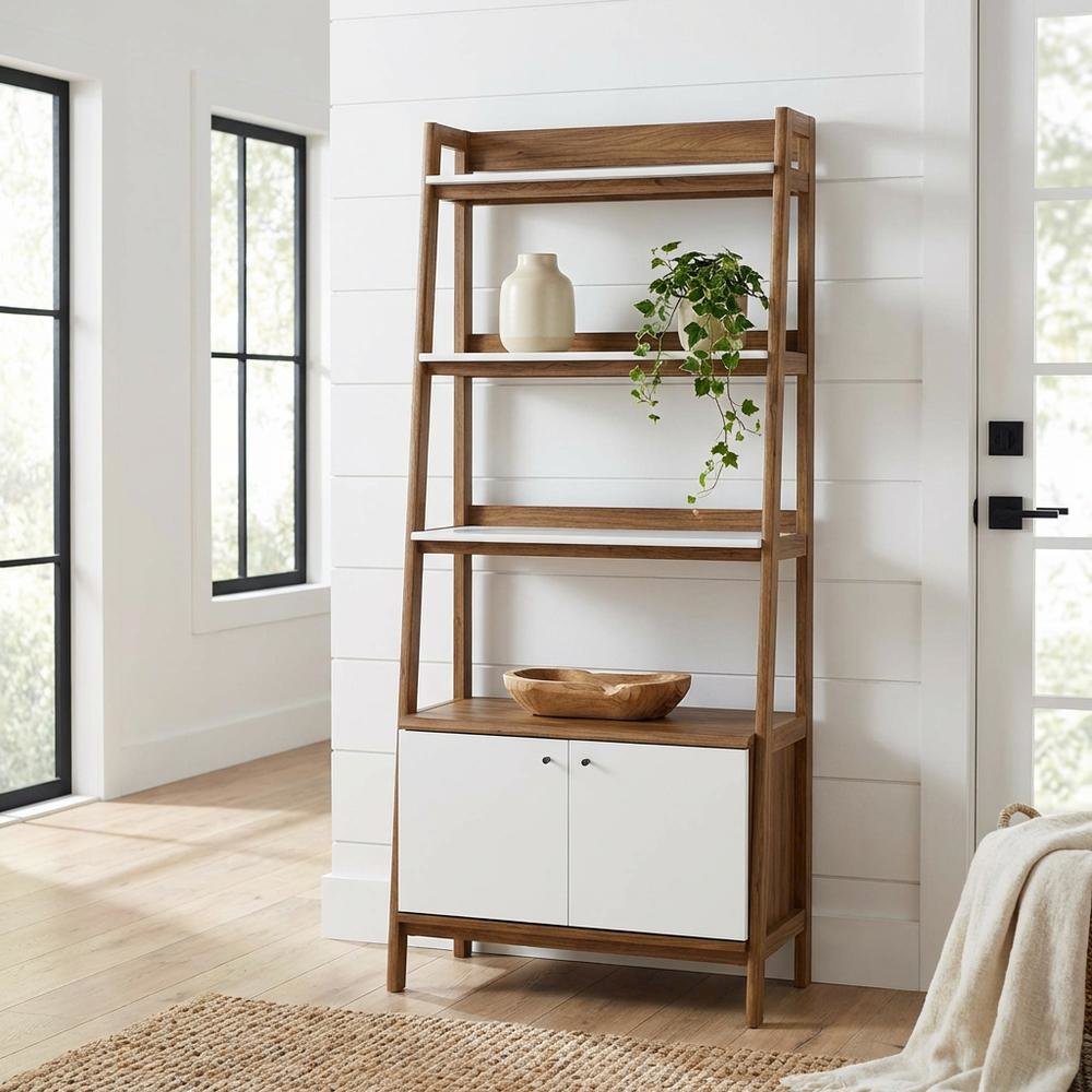 Wooden Bookshelf in Natural Finish with Sturdy Design and Ample Storage