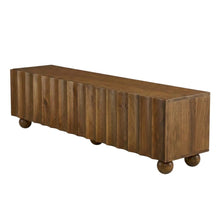 Scalloped Wood TV Stand in Neutral Finish with Spacious Storage