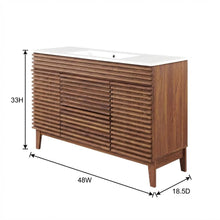 Walnut White 48-Inch Floor-Mount Single Sink Bathroom Vanity