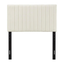 Ivory Velvet Twin Headboard with Padded Upholstery and Elegant Design