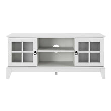 White wood TV stand with 47-inch top and sleek design for modern living spaces