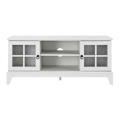 White wood TV stand with 47-inch top and sleek design for modern living spaces