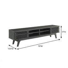 Gray wood entertainment center with spacious TV stand and sleek design