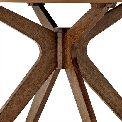 Walnut Round Wood Dining Table, Modern Style, Seats 4