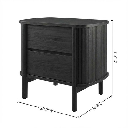 Wooden Nightstand in Black Finish with Sleek Design and Easy-To-Access Drawer