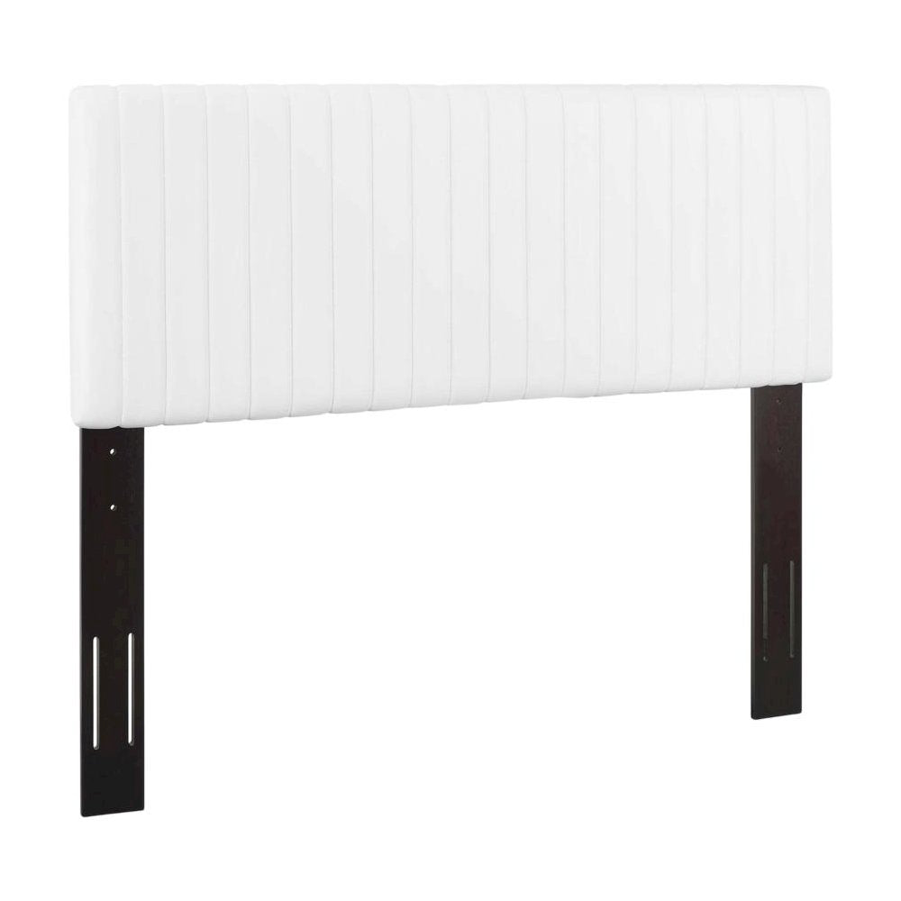 White Faux Leather Headboard with Padded Upholstery and Sturdy Frame
