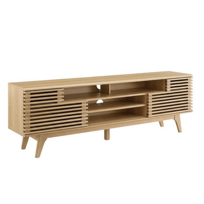 Wooden Brown TV Stand with Spacious Storage and Modern Design