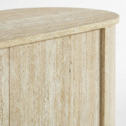 Gray Faux Travertine TV Stand with Solid Mango Construction
