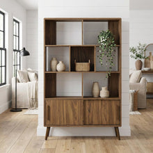 Bookcase with Sliding Doors in Modern Design for Living and Office Space
