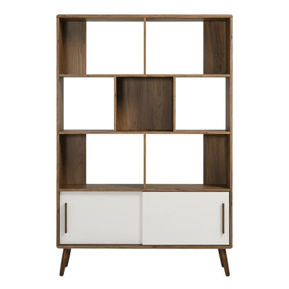Wooden Bookcase with Sliding Doors for Living Room Storage