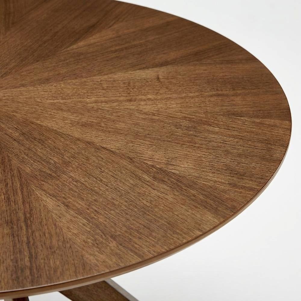 Walnut Round Wood Dining Table, Modern Style, Seats 4