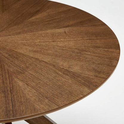 Walnut Round Wood Dining Table, Modern Style, Seats 4