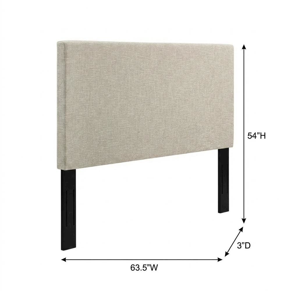 Upholstered Linen Fabric Full Queen Headboard, Padded Design, Sturdy Frame