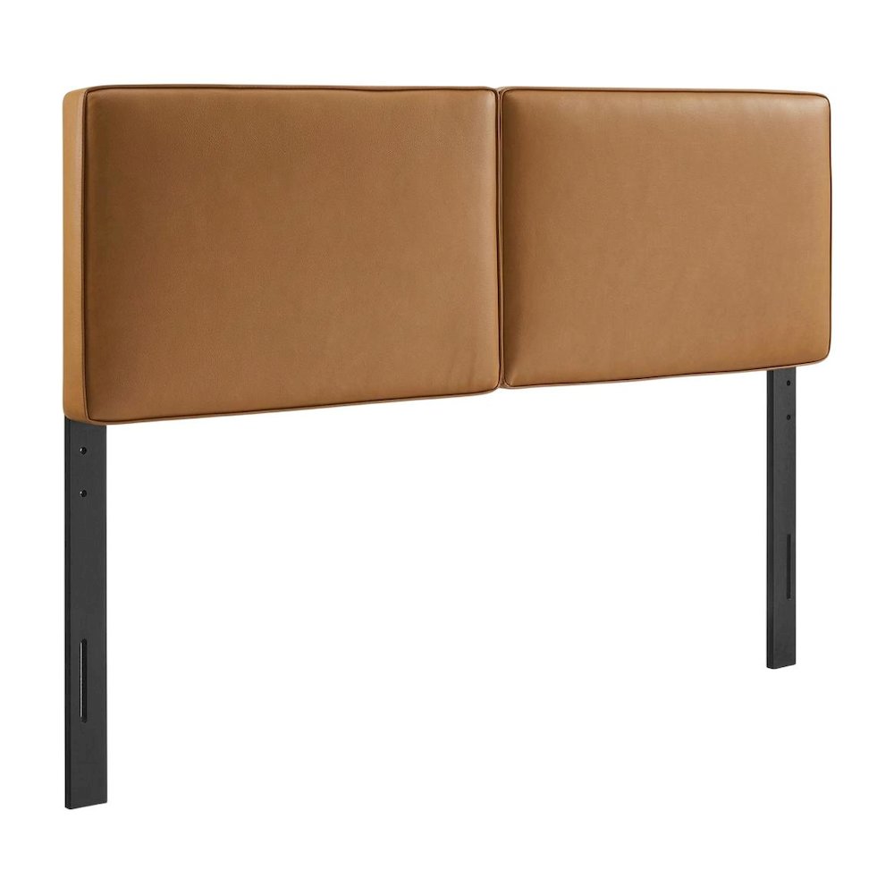 Vegan Leather Queen Headboard in Neutral Tone, Durable Finish, Elegant Design