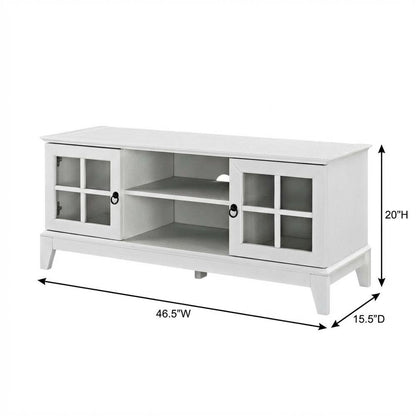 White wood TV stand with 47-inch top and sleek design for modern living spaces