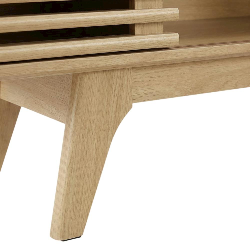 Brown wood corner TV stand with sleek design and sturdy construction