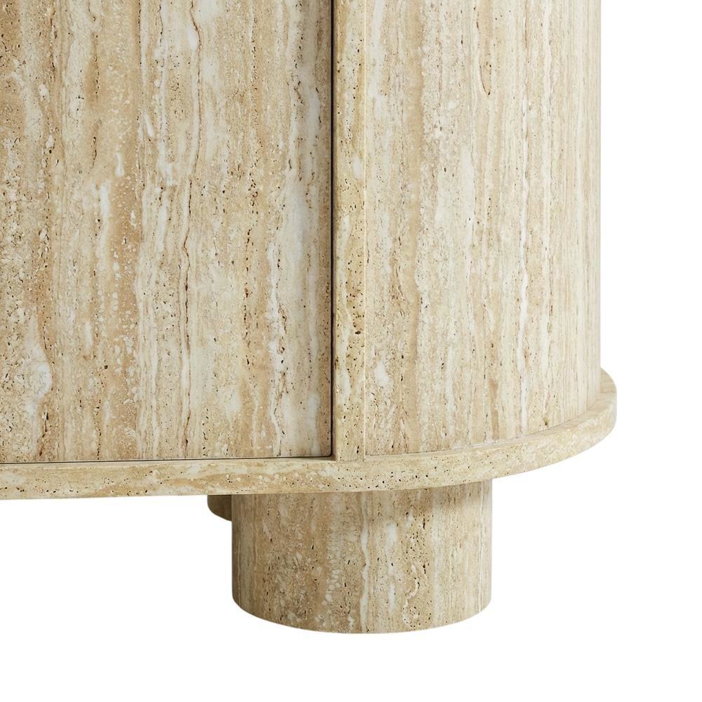 Gray Faux Travertine TV Stand with Solid Mango Construction