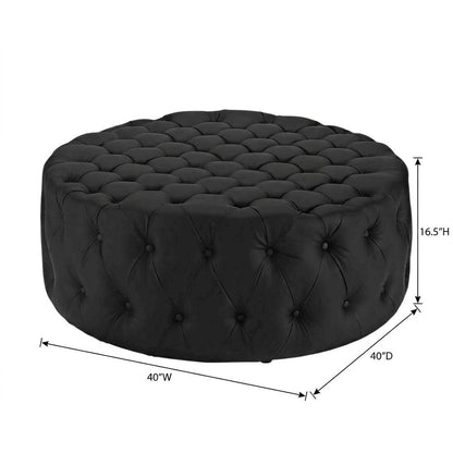 Black Vinyl Ottoman, Contemporary Upholstered Seat for Lounge