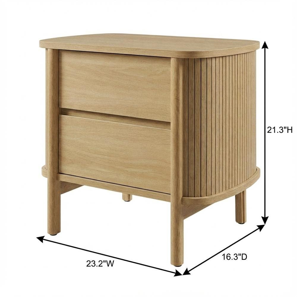 Nightstand with Modern Design and Compact Storage in Brown Finish