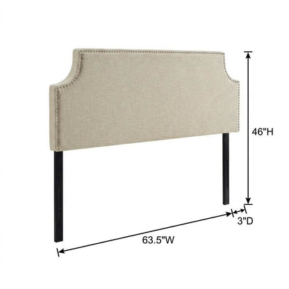 Upholstered Fabric Queen Headboard with Padded Design and Sturdy Frame