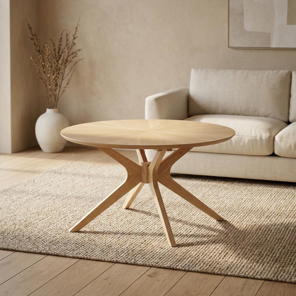 Round Wood Coffee Table with 20 lb Weight and Compact Design