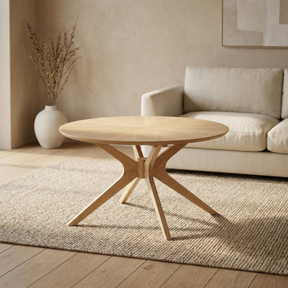 Round Wood Coffee Table with 20 lb Weight and Compact Design