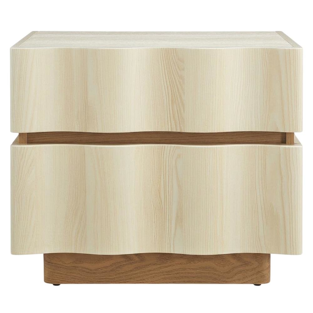 Black 2-Drawer Nightstand with Wooden Finish and Modern Design