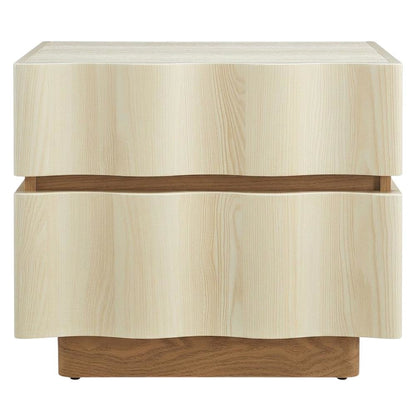 Black 2-Drawer Nightstand with Wooden Finish and Modern Design