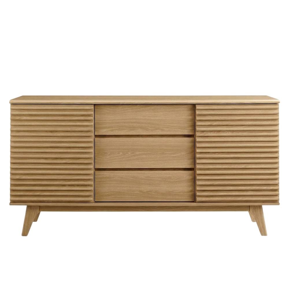 Wooden Sideboard Buffet Cabinet with Storage for Dining Room, Oak