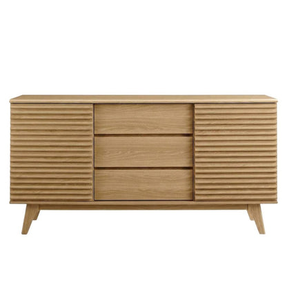 Wooden Sideboard Buffet Cabinet with Storage for Dining Room, Oak