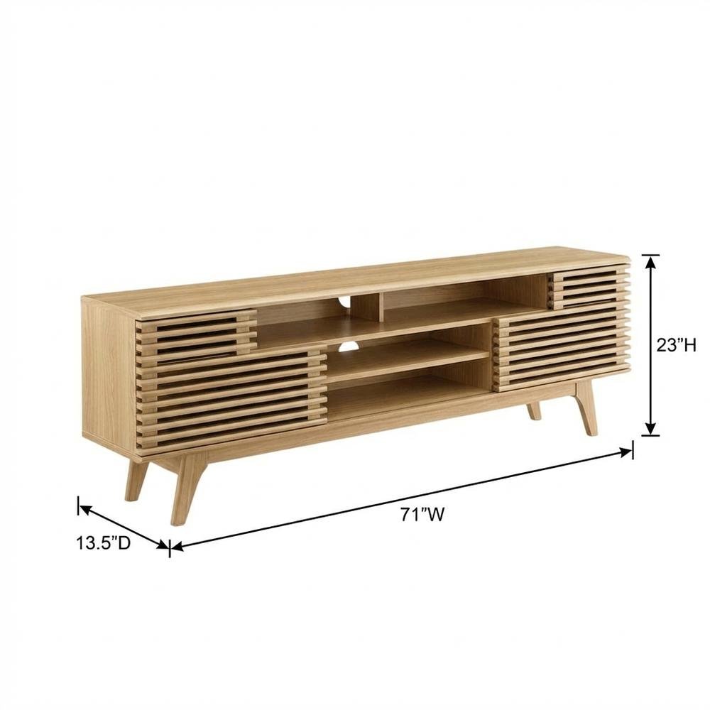 Wooden Brown TV Stand with Spacious Storage and Modern Design