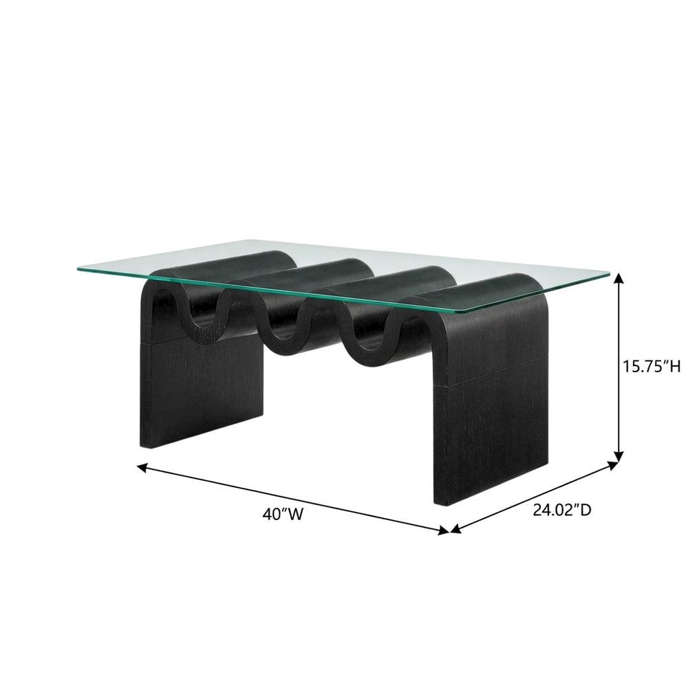 Rectangular Glass Top Coffee Table with Modern Design for Living Room