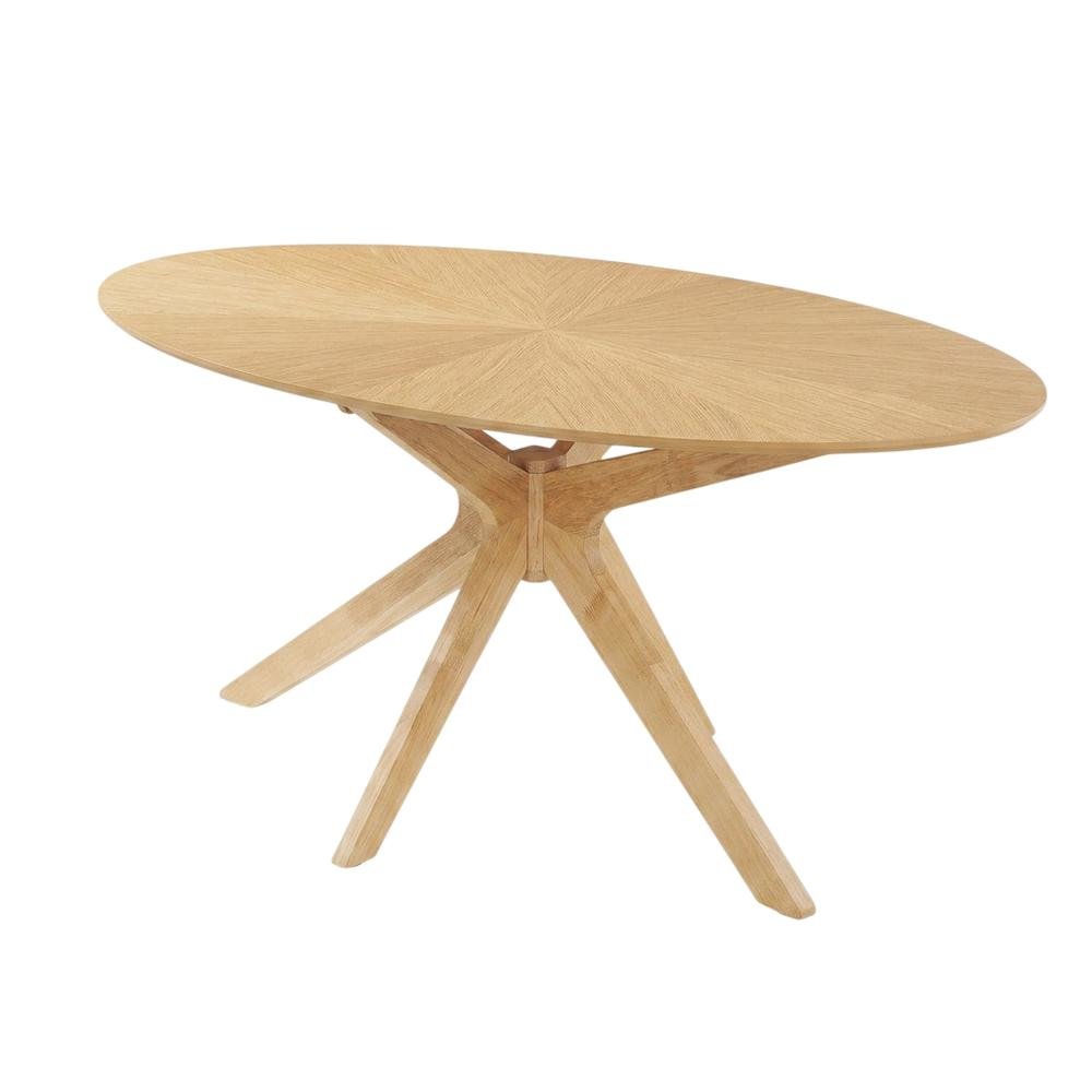Oak Oval Wood Dining Table, Modern Style, Seats 6, Wood Dining