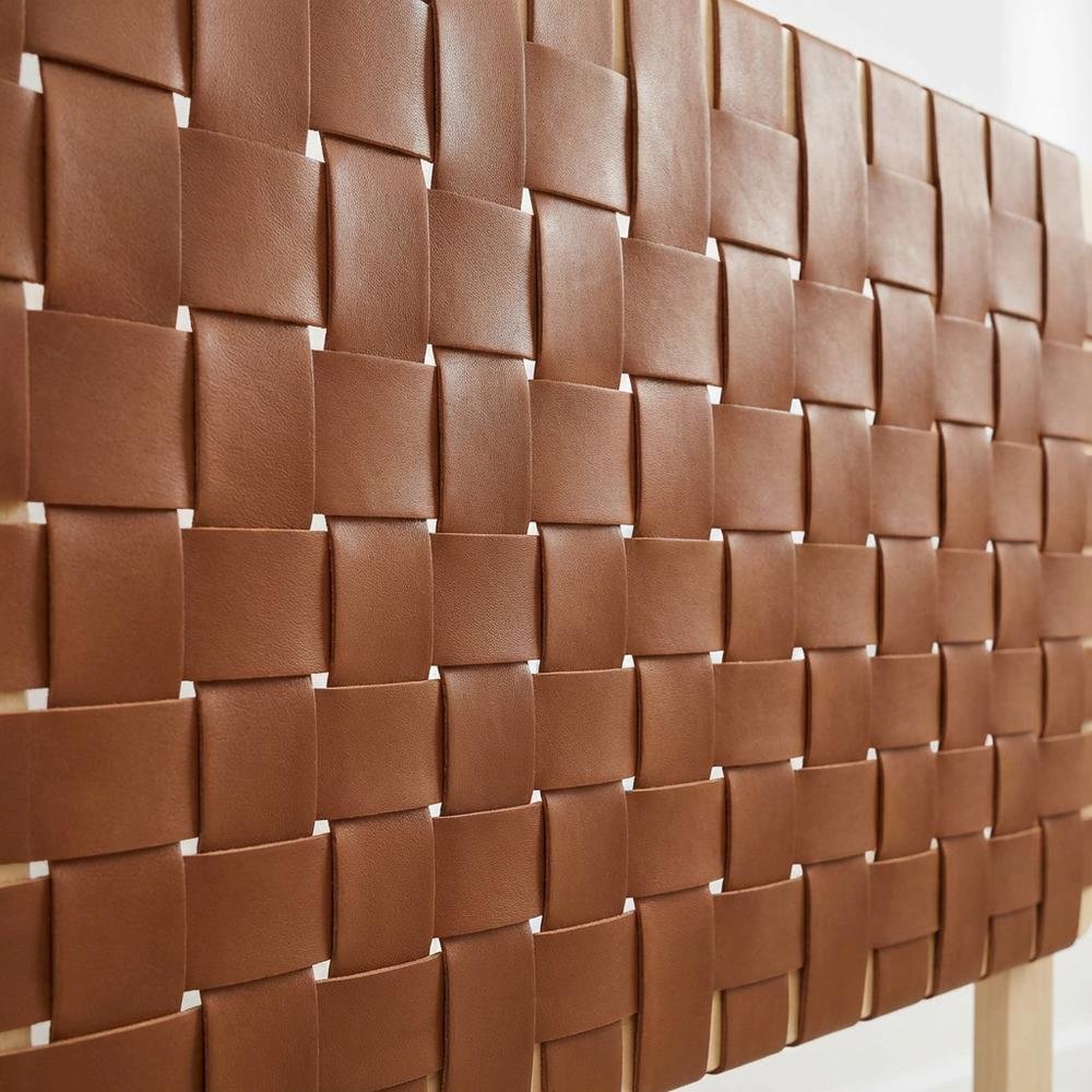 Vegan Leather Twin Headboard with Woven Texture and Sturdy Frame