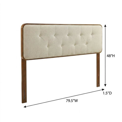 Tufted Fabric King Headboard with Wood Frame and Elegant Design