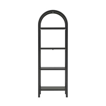 Black Narrow Arched Bookshelf, Elevated Shelves, Engineered Wood Construction