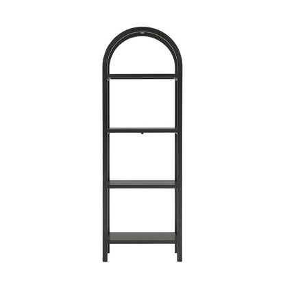 Black Narrow Arched Bookshelf, Elevated Shelves, Engineered Wood Construction