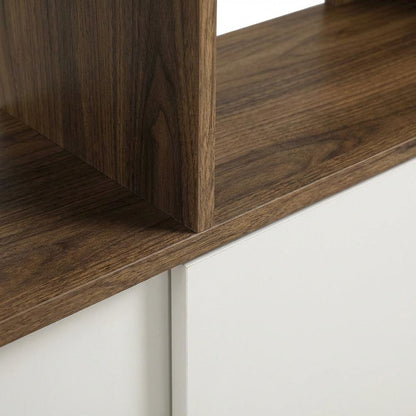 Wooden Bookcase with Sliding Doors for Living Room Storage
