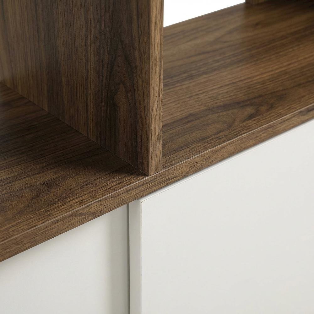 Wooden Bookcase with Sliding Doors for Living Room Storage
