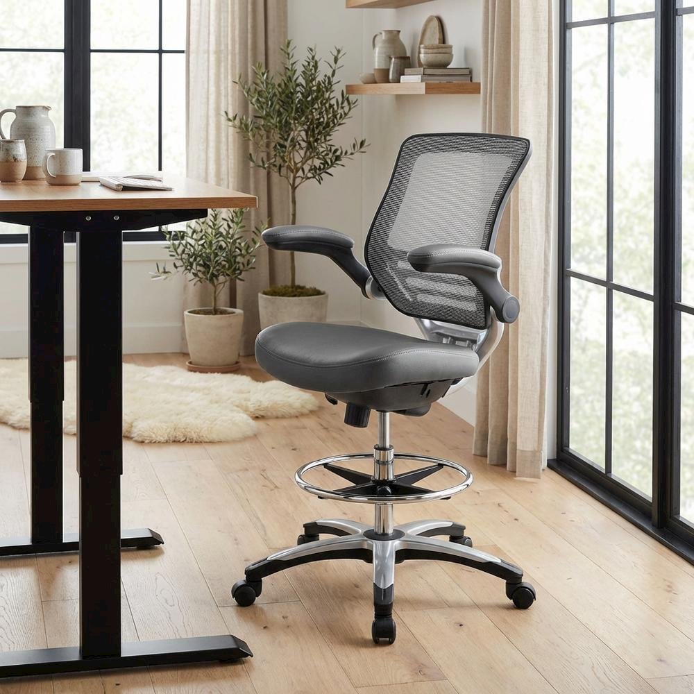 Plastic Task Drafting Chair with Armrests and Adjustable Height