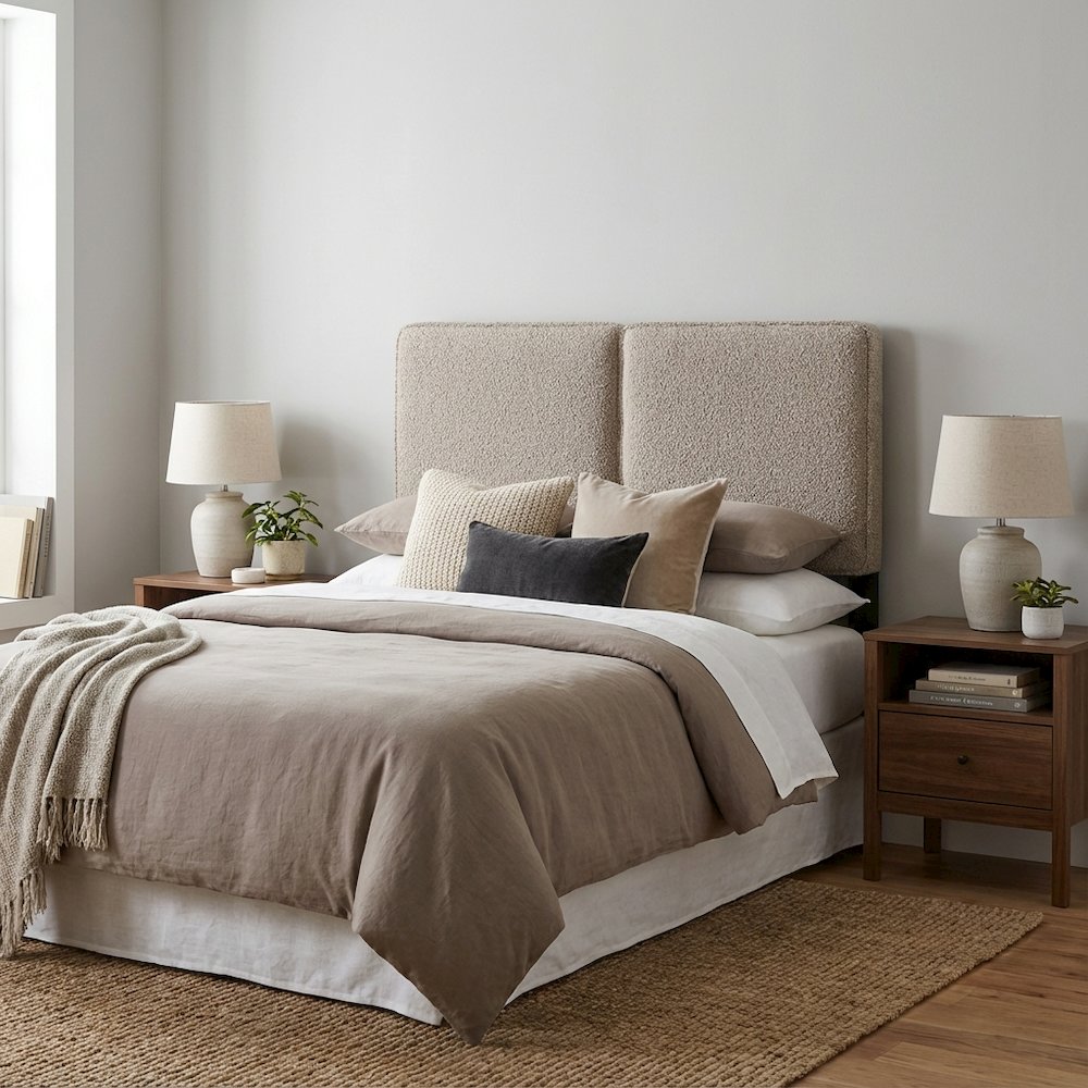Boucle Fabric Twin Headboard Soft Upholstery with Durable Frame Panel Design