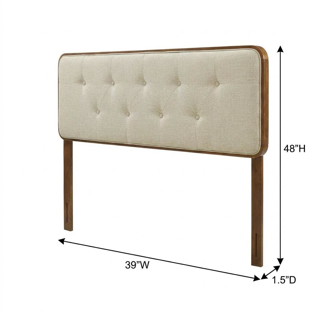 Tufted Gray Fabric Twin Headboard with Wooden Frame and Upholstered Design