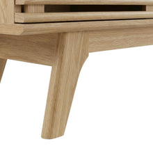 Brown wood entertainment center with spacious TV stand and sleek design
