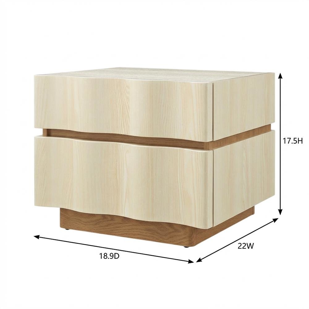 Black 2-Drawer Nightstand with Wooden Finish and Modern Design