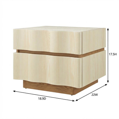 Black 2-Drawer Nightstand with Wooden Finish and Modern Design