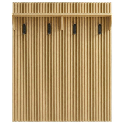 Brown Fluted Coat Rack Panel, Upper Shelf, Modern Entryway Hooks