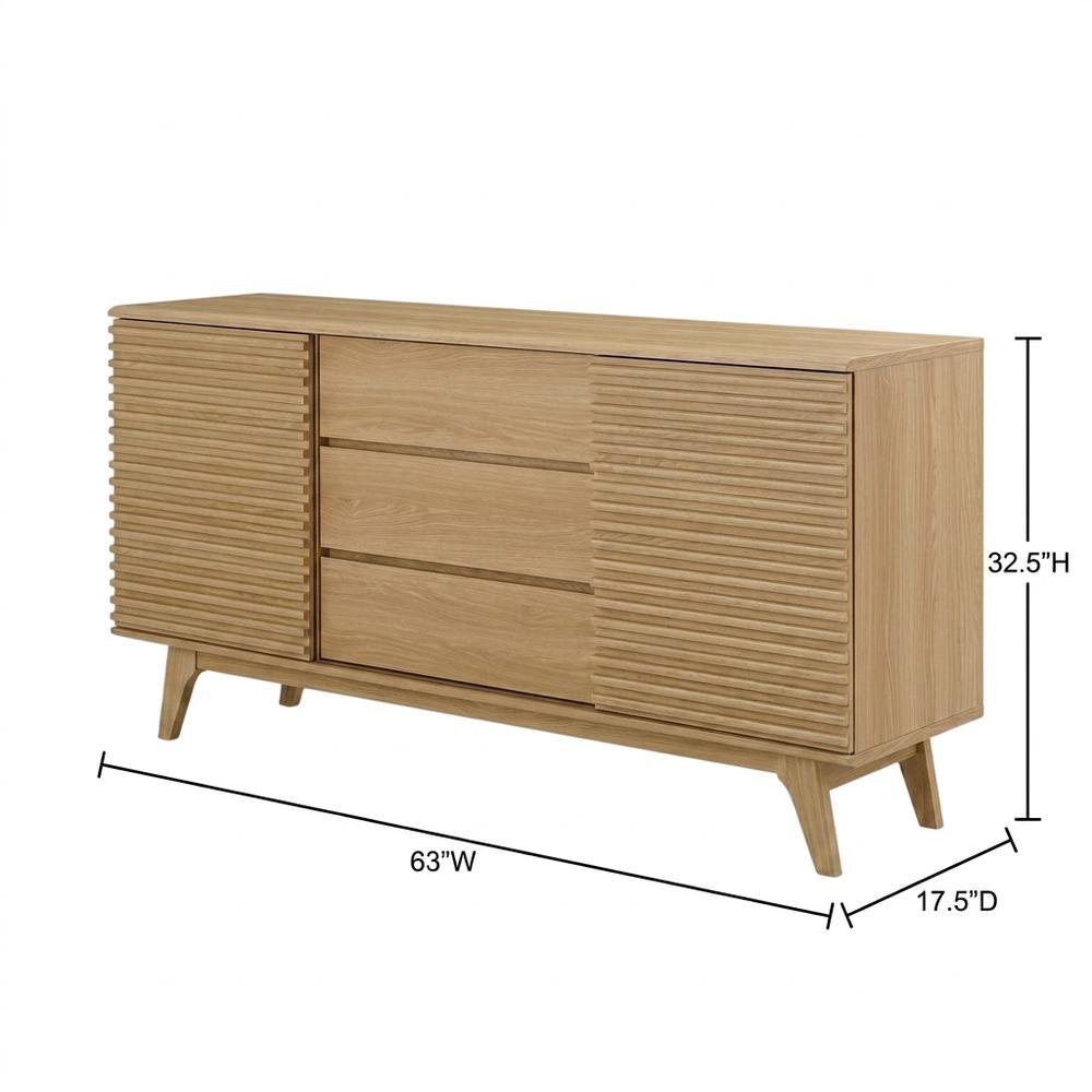 Wooden Sideboard Buffet Cabinet with Storage for Dining Room, Oak