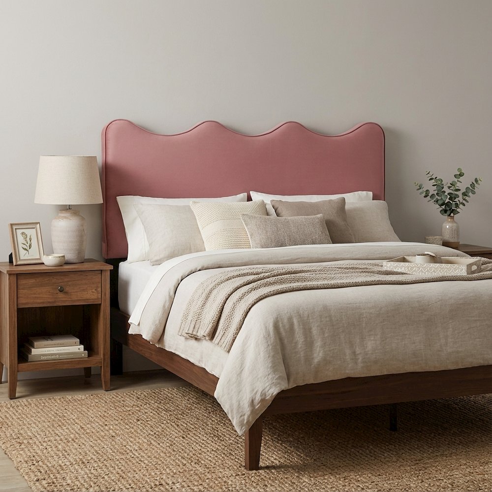 Performance Velvet Queen Headboard in Soft Fabric, Sturdy Frame, Elegant Design