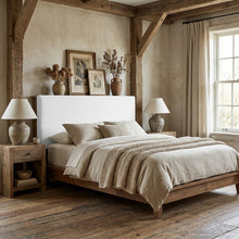 Upholstered Linen Fabric King and California King Headboard with Padded Design
